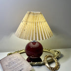 Modern Minimalist Round Fabric Pleated Ceramic 1-Light Table Lamp For Bedroom Lumendat