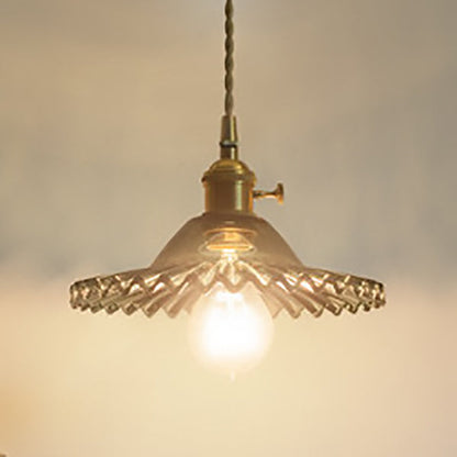 Traditional European Round Textured Glass 1-Light  Dome Lace Pendant Light