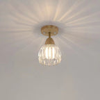 Traditional Japanese Rubber Wood Glass Flower 1-Light Semi-Flush Mount Ceiling Light For Hallway
