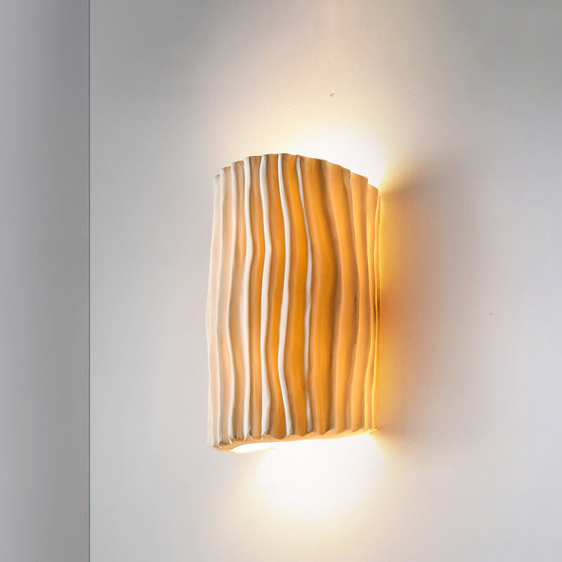 Contemporary Nordic Resin Striped Half Cylinder 2-Light Wall Sconce Lamp for Living Room Lumendat