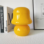 French Cream Handmade Glass Mushroom 1-Light Table Lamp Lumendat