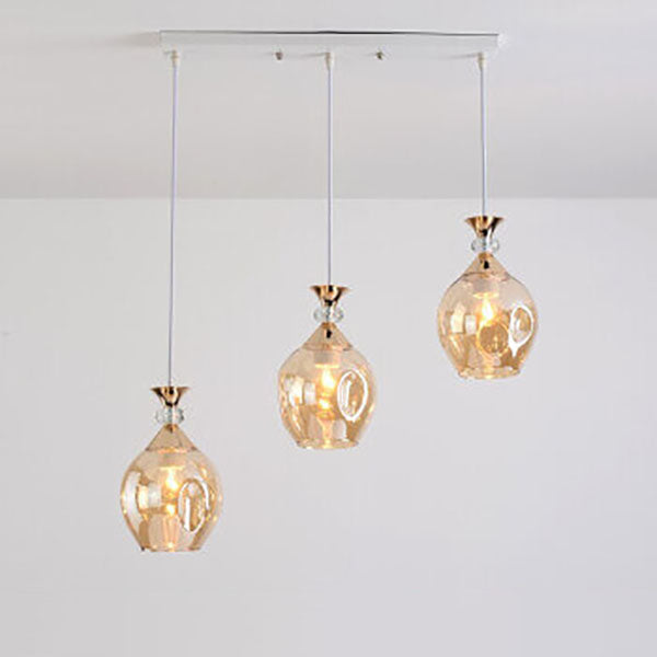 Contemporary Nordic Gradient Glass Metal Orb 1/3 Light Island Light Chandelier for Living Room
