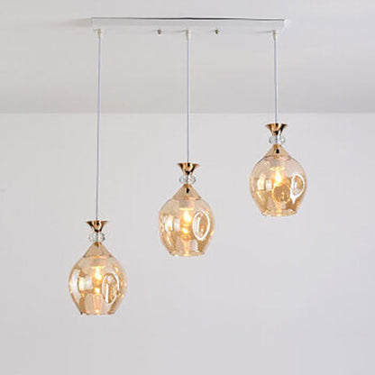 Contemporary Nordic Gradient Glass Metal Orb 1/3 Light Island Light Chandelier for Living Room