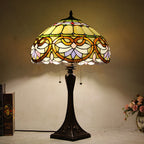 Tiffany Mediterranean Stained Glass Cone Pull Cord 2-Light Table Lamp Lumendat