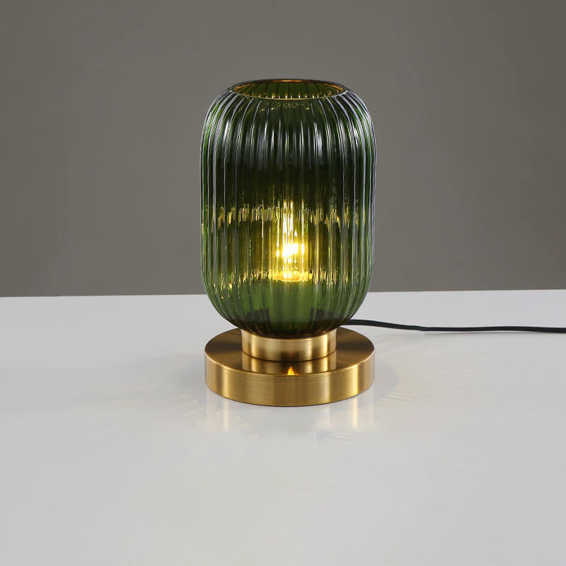 Nordic Striped Glass Oval Design 1-Light Table Lamp Lumendat