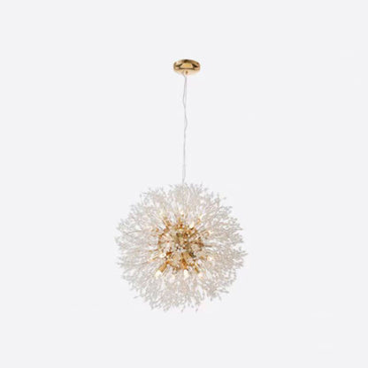 Contemporary Scandinavian Dandelion Metal Crystal 8/9/12/16 Light Chandelier for Bedroom