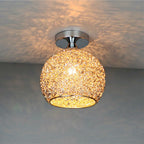 Contemporary Scandinavian Iron Aluminum Weaving Ball 1-light Semi-flush Mount Ceiling Light for Hallway