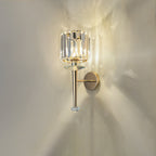 Modern Luxury Metal Iron Stainless Steel Crystal Ball Cylinder 1-Light Wall Sconce Lamp For Bedside Lumendat