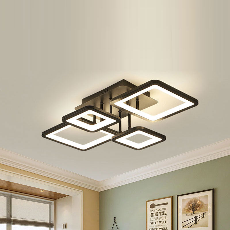 Modern Minimalist Combination Square Hardware Acrylic LED Semi-Flush Mount Ceiling Light For Living Room Lumendat