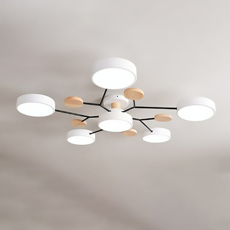 Contemporary Scandinavian Round Molecule Branch Design LED Semi-Flush Mount Ceiling Light For Living Room Lumendat