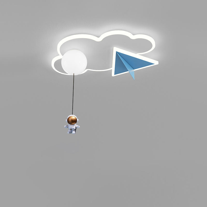 Lumendat Contemporary Creative Kids Iron Acrylic Plane Cloud Astronaut LED Flush Mount Ceiling Light For Bedroom Lumendat