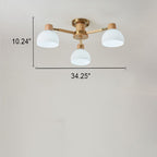 Traditional Japanese Wabi-sabi Rubberwood Hardware Glass 3/6/8-Light Flush Mount Lighting For Living Room Lumendat