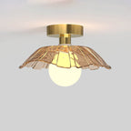 Modern Light Luxury Glass Flower Design Iron 1-light Semi-flush Mount Ceiling Light