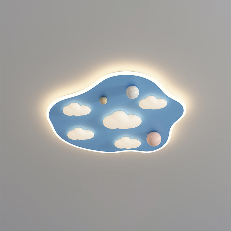 Lumendat Contemporary Creative Kids Iron Acrylic Round Irregular Shape Mouse Cloud LED Flush Mount Ceiling Light For Bedroom Lumendat