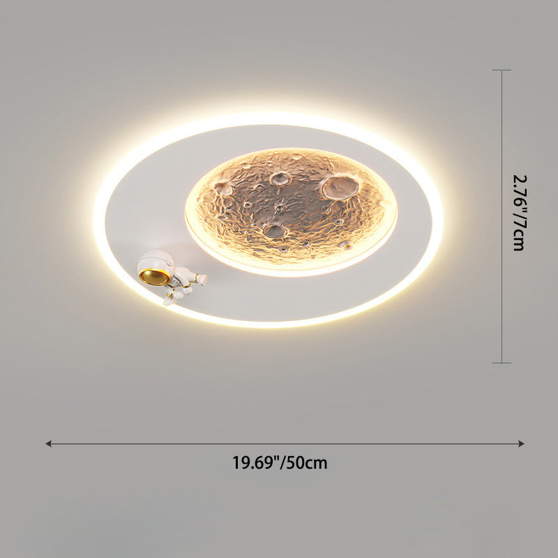 Lumendat Contemporary Creative Resin Moon Astronaut Acrylic Cloud Shape LED Kids Flush Mount Ceiling Light For Living Room Lumendat