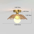 Modern Light Luxury Glass Flower Design Iron 1-light Semi-flush Mount Ceiling Light