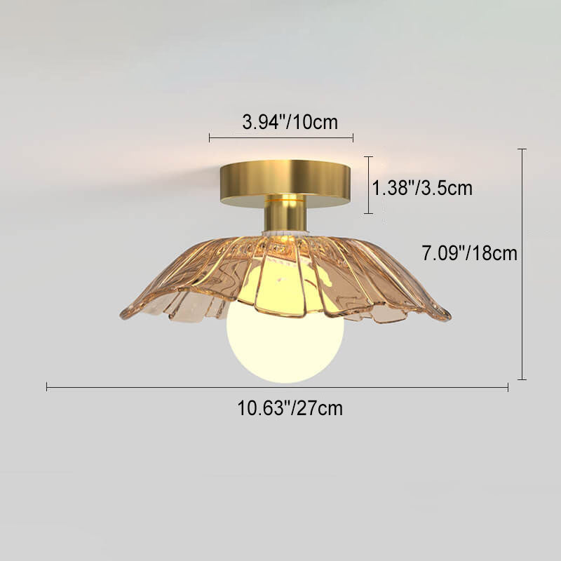Modern Light Luxury Glass Flower Design Iron 1-light Semi-flush Mount Ceiling Light