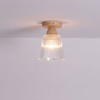 Japanese Minimalist Log Glass 1-light Semi-flush Mount Light BulbSquare