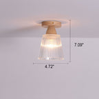 Japanese Minimalist Log Glass 1-light Semi-flush Mount Light BulbSquare