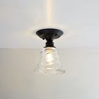 Nordic Vintage Glass Floral Round Geometry 1-Light Semi-Flush Mount Ceiling Light Lumendat