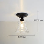 Nordic Vintage Glass Floral Round Geometry 1-Light Semi-Flush Mount Ceiling Light Lumendat