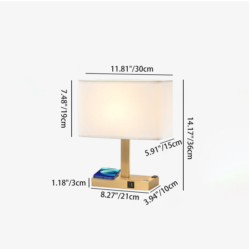 Modern Minimalist Rectangular Cloth Iron 1-Light Table Lamp For Living Room Lumendat