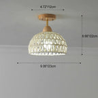 Traditional Japanese Rattan Art Round 1-Light Semi-Flush Mount Ceiling Light For Entryway Lumendat