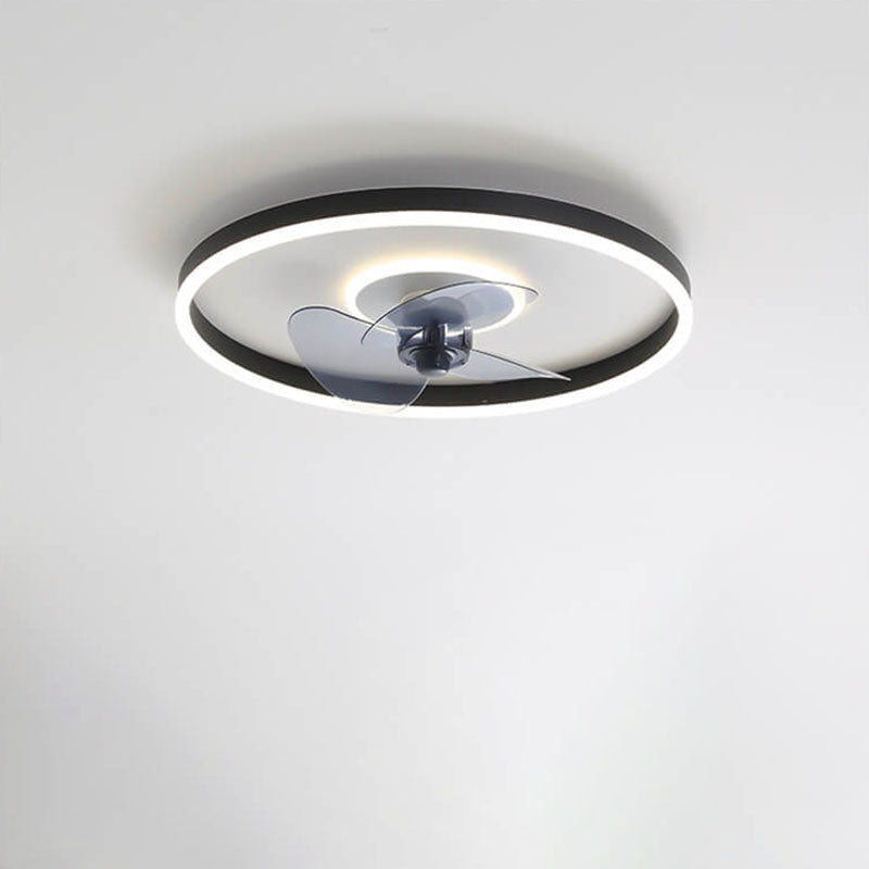 Contemporary Nordic Round Iron Silicone Aluminum Invisible LED Flush Mount Ceiling Fan Light For Living Room & Bedroom Lumendat