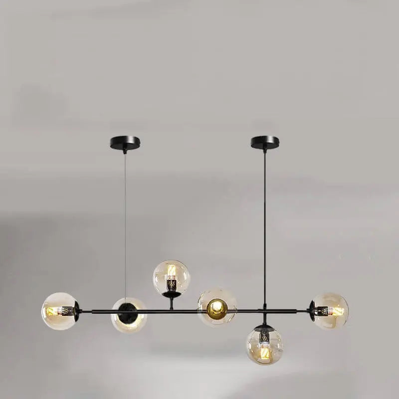 Nordic Minimalist Colorful Orb Metal Glass 6-light Island Light Chandelier BulbSquare