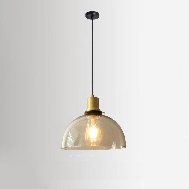 Vintage Minimalist Semi-circular Cone Cup Iron Glass 1-light Pendant Light BulbSquare