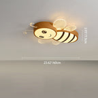 Lumendat Contemporary Creative Woodgrain Cartoon Animal Bee Aircraft Acrylic LED Kids Flush Mount Ceiling Light For Living Room Lumendat