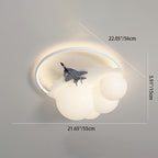 Lumendat Modern Kids Cloudy Airplane Iron Resin Rotomolded LED Flush Mount Ceiling Light Lumendat
