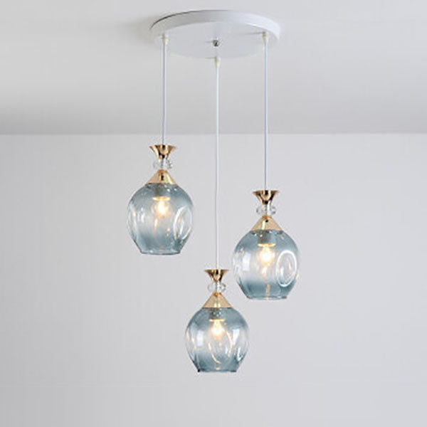 Contemporary Nordic Gradient Glass Metal Orb 1/3 Light Island Light Chandelier for Living Room
