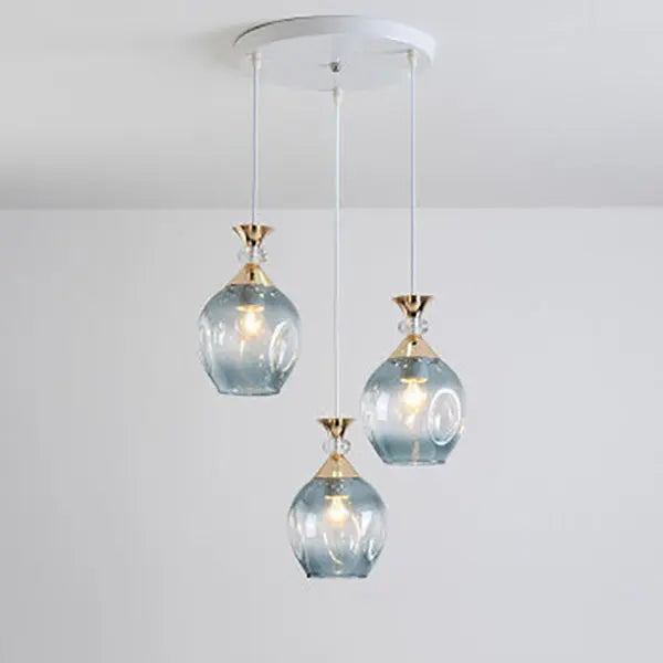 Contemporary Nordic Gradient Glass Metal Orb 1/3 Light Island Light Chandelier for Living Room Lumendat