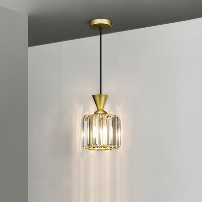 Contemporary Luxury Radiant Prismatic Clear Crystal Shade 1-light Pendant Light for Living Room