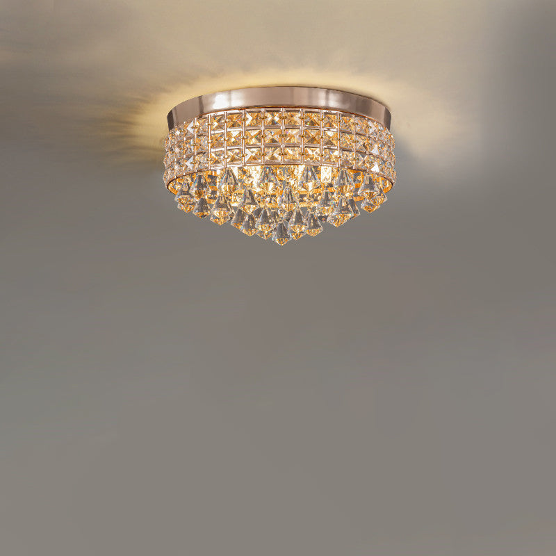 Modern Luxury Round Iron Crystal Beads 6/9-Light Flush Mount Ceiling Light For Living Room Lumendat