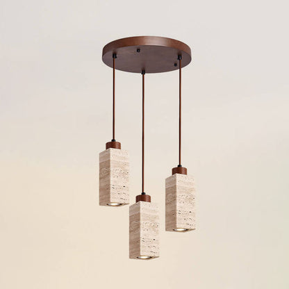 Japanese Wabi-sabi Solid Wood Stone 1/2/3-Light Island Light Chandelier