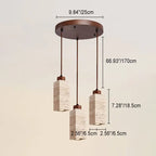 Japanese Wabi-sabi Solid Wood Stone 1/2/3-light Island Light Chandelier BulbSquare