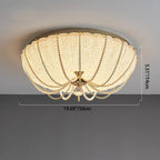 Modern Art Deco Pumpkin Half Round Iron Crystal LED Flush Mount Ceiling Light for Bedroom
