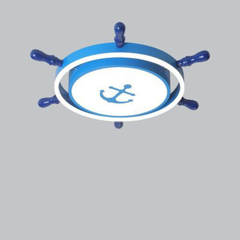 Lumendat Modern Children's Pirate Ship Rudder Iron Acrylic LED Flush Mount Ceiling Light Lumendat
