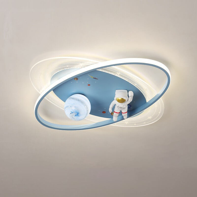 Lumendat Childlike Cartoon Resin Astronaut Round Acrylic LED Flush Mount Ceiling Light Lumendat