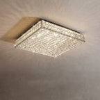Modern Luxury Stainless Steel Crystal Round Square Rectangular LED Flush Mount Ceiling Light For Living Room Lumendat