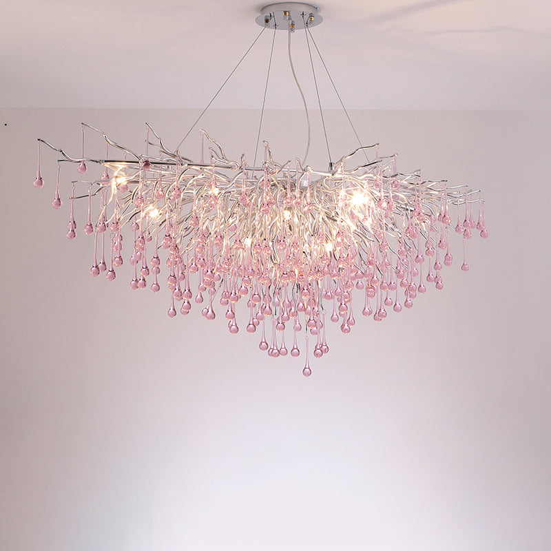 Modern Luxury Crystal Glass Aluminum Branch Water Drop 6/8/10/14 Chandeliers for Dining Room