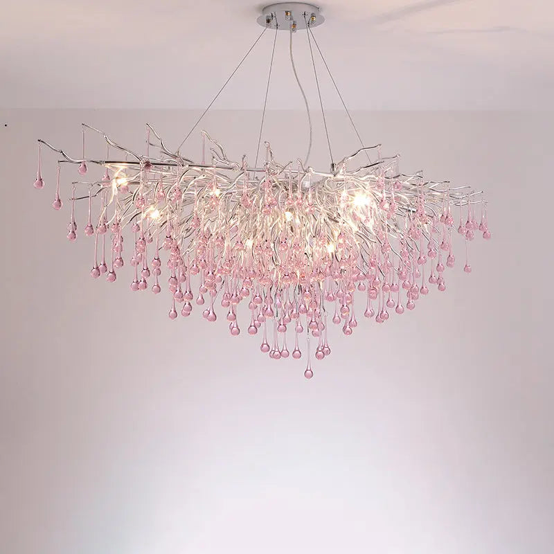 Modern Luxury Crystal Glass Aluminum Branch Water Drop 6/8/10/14 Chandeliers for Dining Room Lumendat