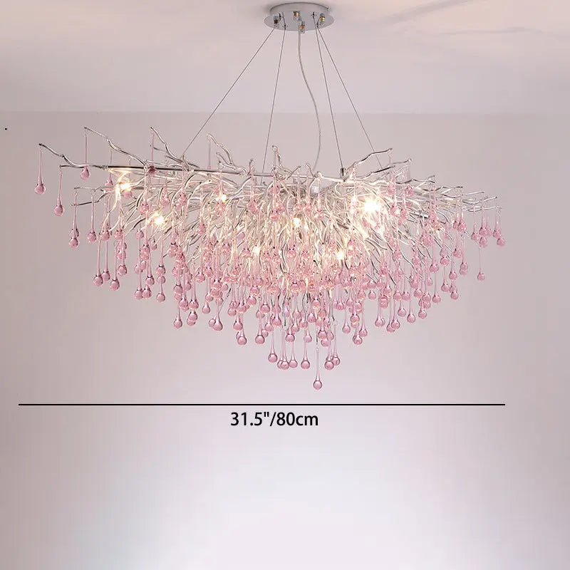 Modern Luxury Crystal Glass Aluminum Branch Water Drop 6/8/10/14 Chandeliers for Dining Room Lumendat