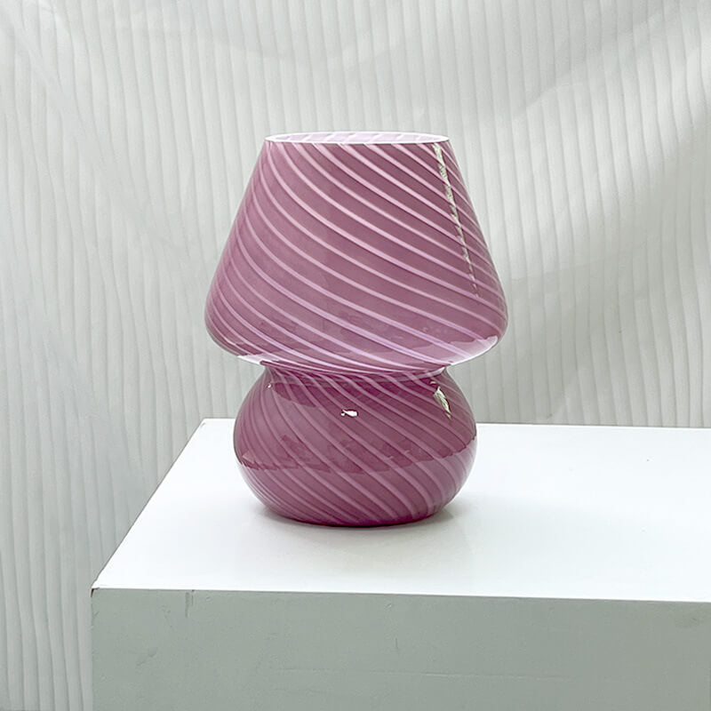 Modern Minimalist Striped Mushroom Glass 1-Light Table Lamp Lumendat