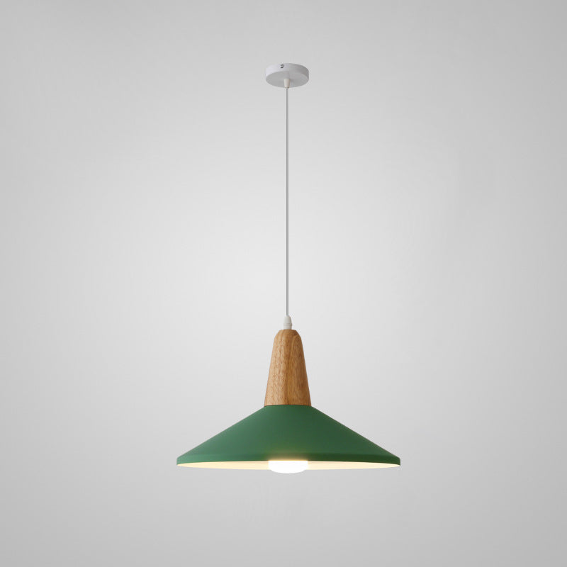 Nordic Minimalist Macaron Solid Color Aluminum Wood 1-light Pendant Light BulbSquare
