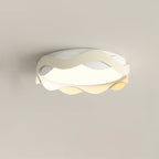 Contemporary Creative Cream Waves Round Acrylic Iron LED Flush Mount Ceiling Light for Living Room