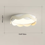 Contemporary Creative Cream Waves Round Acrylic Iron LED Flush Mount Ceiling Light for Living Room