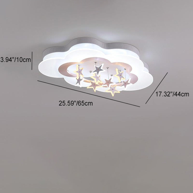 Lumendat Contemporary Nordic Star Decor Cloud Acrylic Shade LED Kids Flush Mount Ceiling Light For Bedroom Lumendat